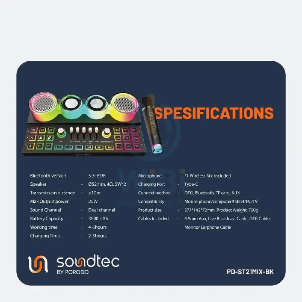 Porodo Soundtec Audiolink Multi-Platform Audio Mixer and Speaker - Black Accessories > Audio > Speakers