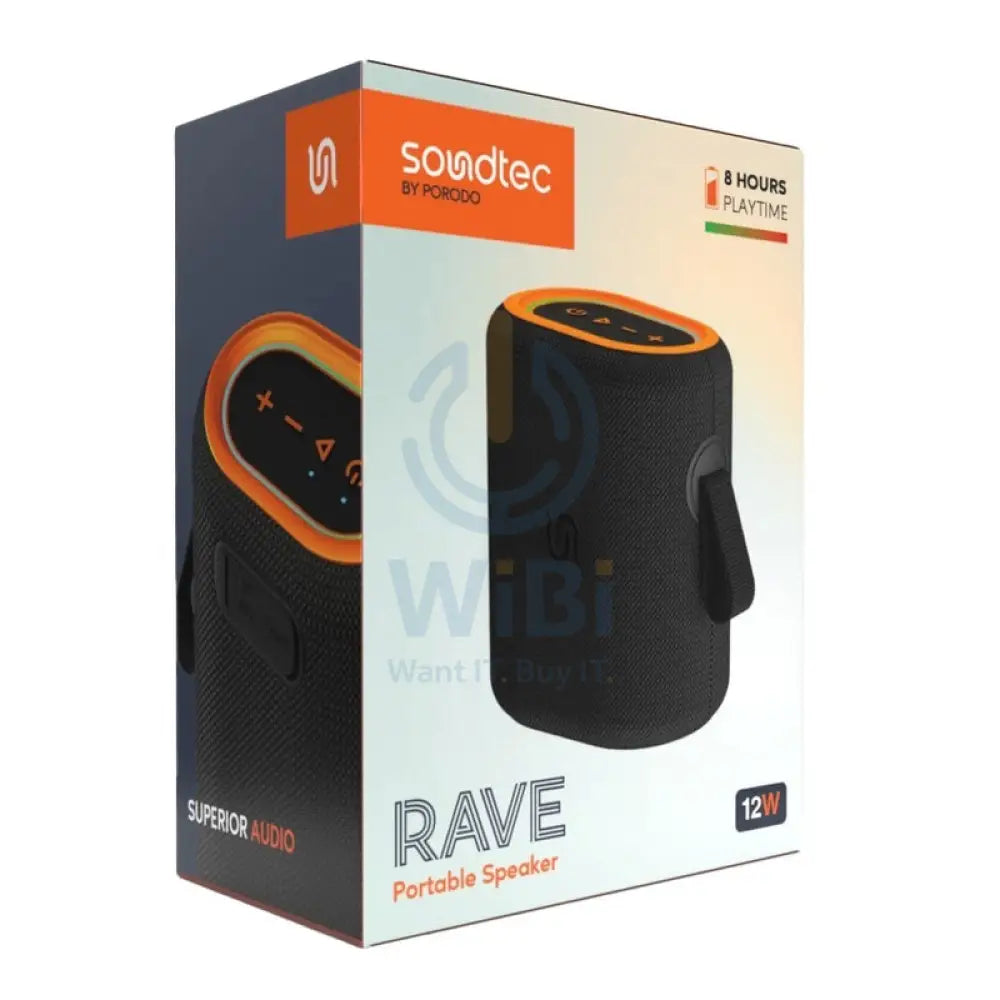 Porodo Soundtec Rave Portable Speaker - Black Accessories > Audio > Speakers