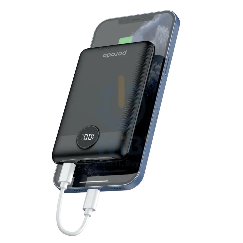 Porodo Super Slim 20W PD & QC3.0 Power Bank 10000mAh With 2-Output Fast Charging - Black Accessories > Power Bank