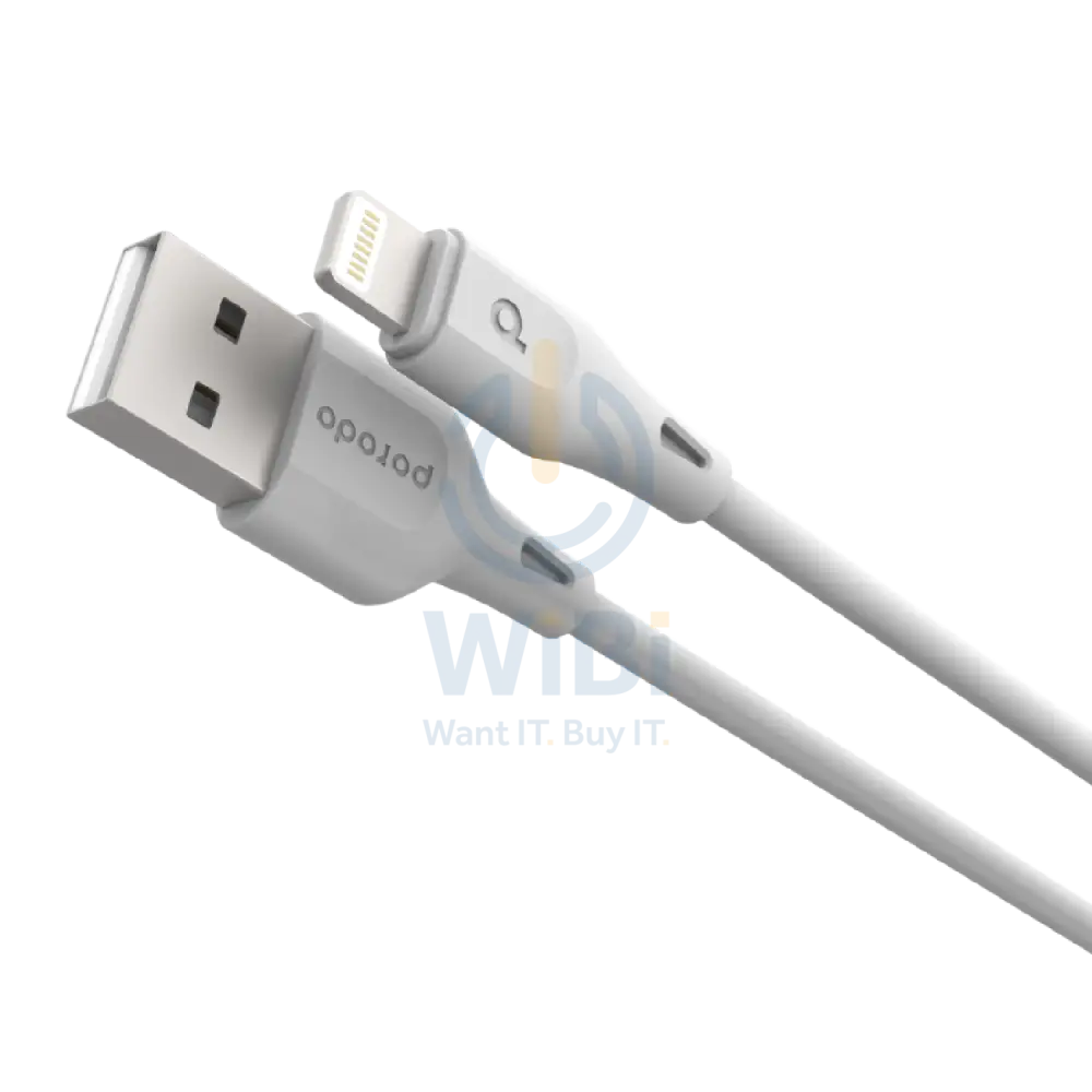 Porodo USB Cable Lightning Connector Durable Fast Charge and Data Cable (2M 2.4A) - White Accessories > Cables &