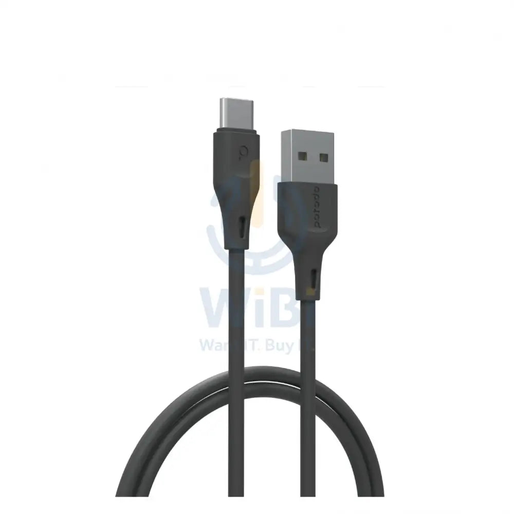 Porodo USB Cable Type-C Connector 3A Durable Fast Charge and Data Cable (2m 3A) - Black Accessories > Cables &