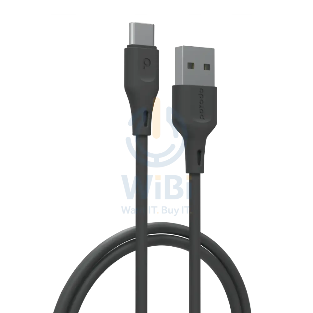 Porodo USB Cable Type-C Connector 3A Durable Fast Charge and Data Cable (2m 3A) - Black Accessories > Cables &