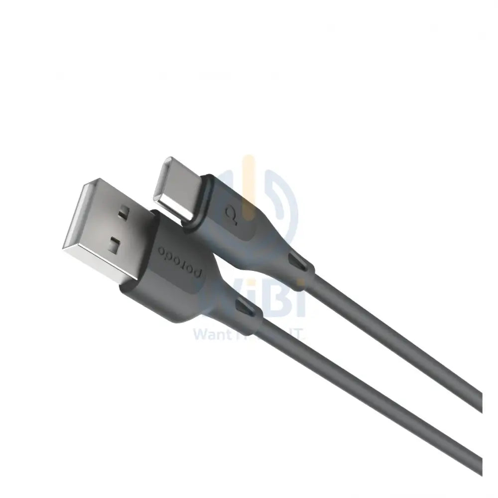 Porodo USB Cable Type-C Connector 3A Durable Fast Charge and Data Cable (2m 3A) - Black Accessories > Cables &