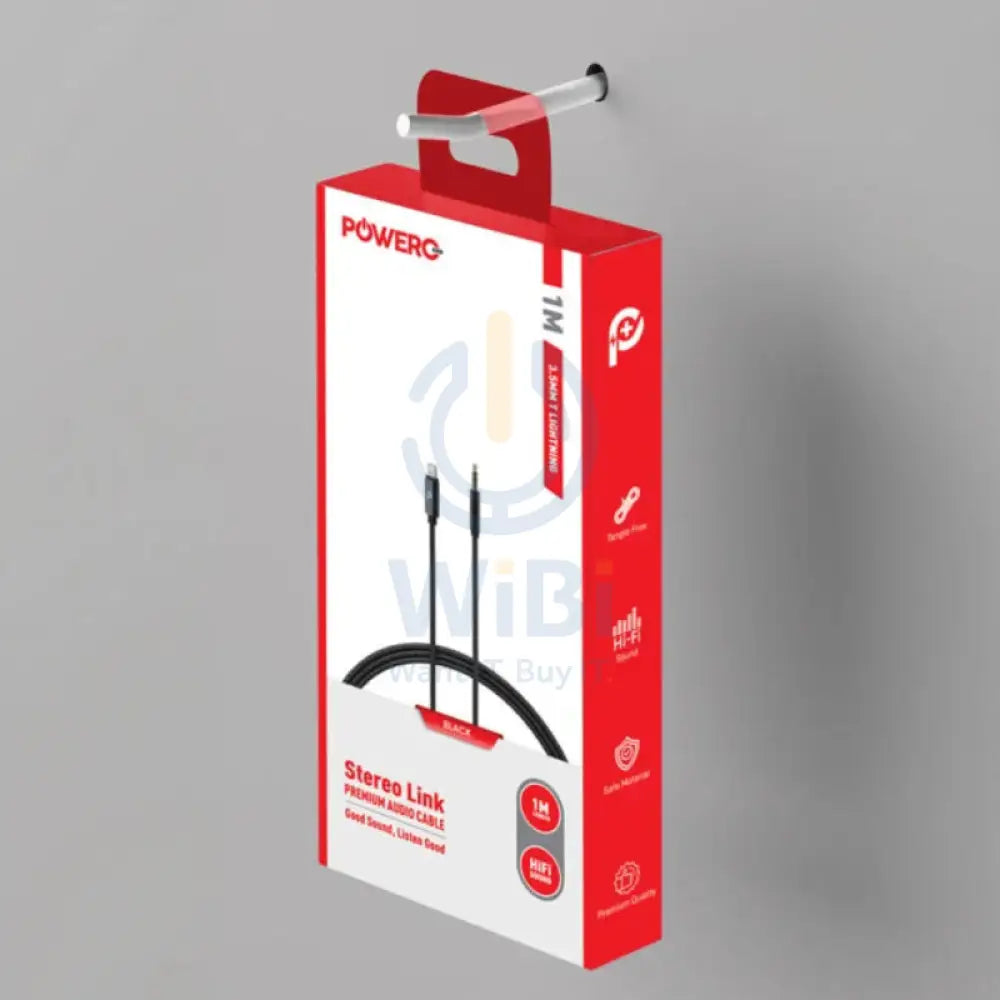 PowerO + Rapid Pro Premium Audio Cable - 3.5MM / Lightning / 1 Meter / Black Accessories > Cables & Converters > Cables