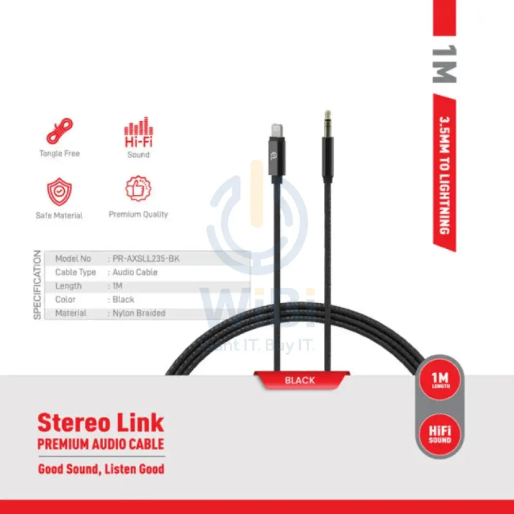 PowerO + Rapid Pro Premium Audio Cable - 3.5MM / Lightning / 1 Meter / Black Accessories > Cables & Converters > Cables
