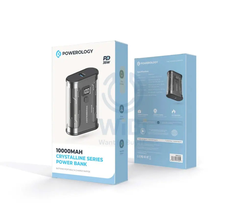 Powerology 10000mAh Crystalline Series Power Bank - Black Accessories > Power Bank