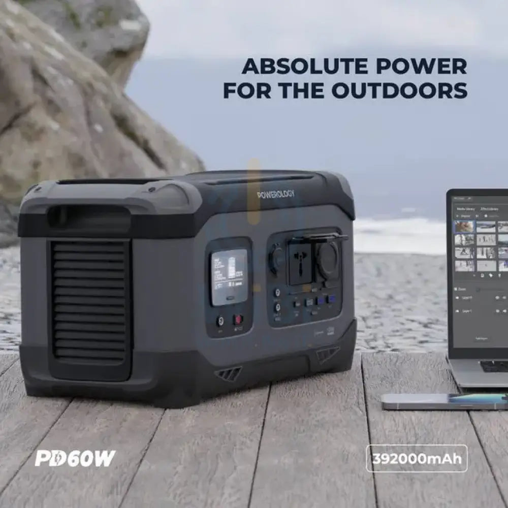 Powerology 392000mAh Power Generator 1300W 60W USB-C Power Delivery/18W USB Quick Charge - Black Accessories > Other