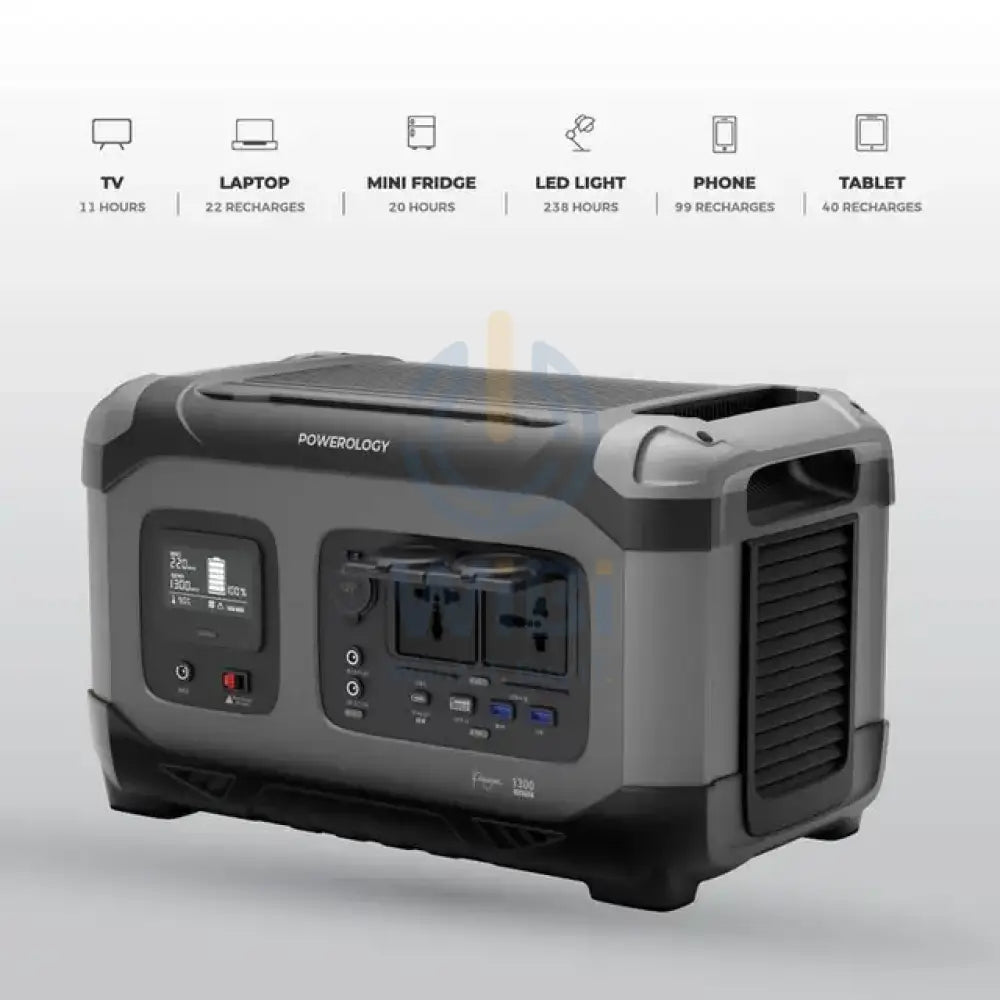 Powerology 392000mAh Power Generator 1300W 60W USB-C Power Delivery/18W USB Quick Charge - Black Accessories > Other