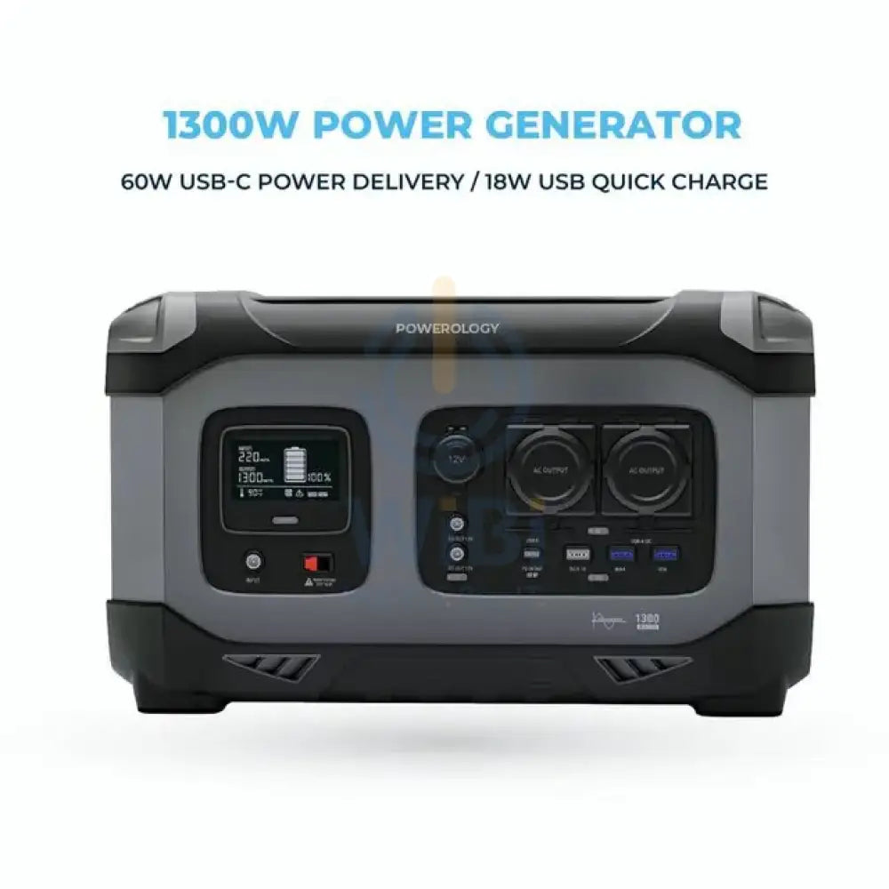 Powerology 392000mAh Power Generator 1300W 60W USB-C Power Delivery/18W USB Quick Charge - Black Accessories > Other