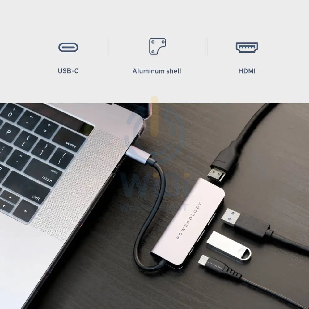 Powerology 4 in 1 USB-C Hub with HDMI and USB 3.0 Accessories > USB Hub