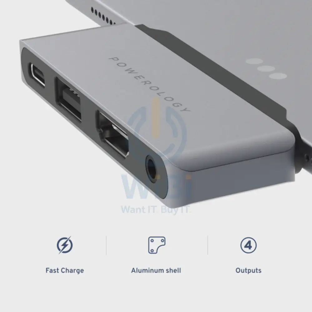 Powerology 4in1 USB-C with HDMI / USB / AUX Accessories > USB Hub