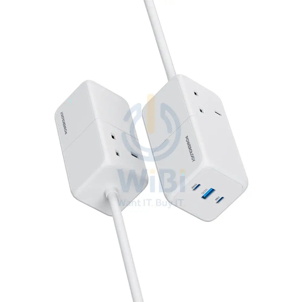 Powerology 65W Power StriP With Dual Power Sockets - White Accessories > Smart Devices