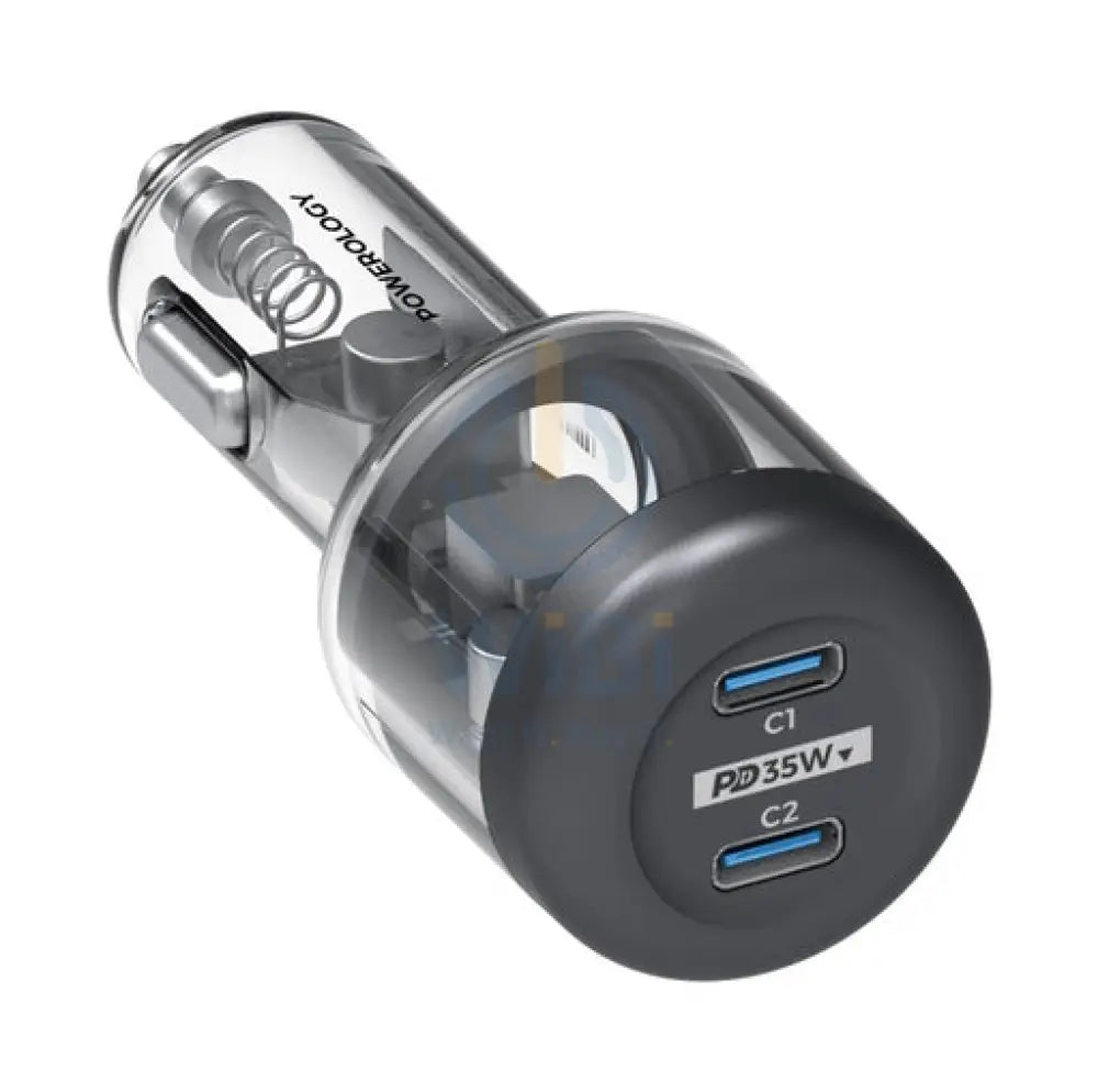Powerology Crystalline Series Car Charger - 35W / Transparent/Grey Accessories > Mobiles & Tablets > Mobiles > Car