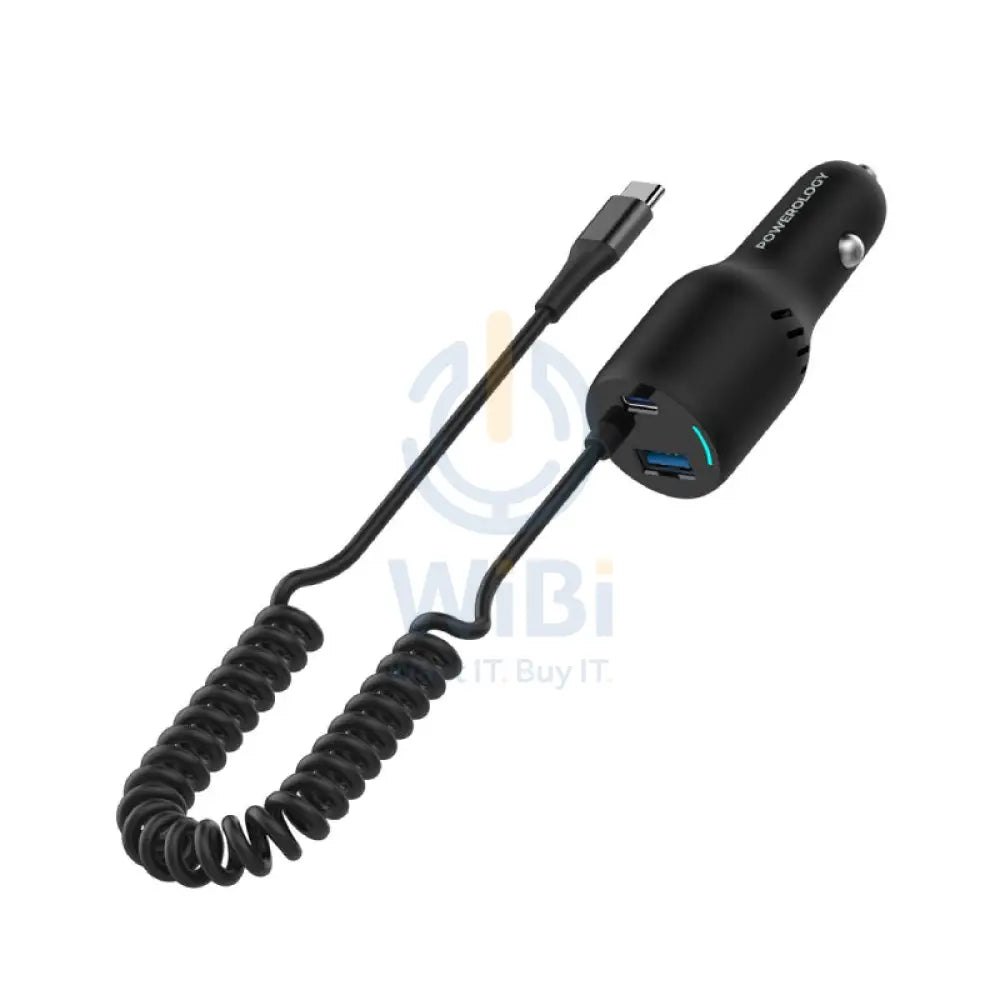Powerology Dual Ports Car Charger With Coiled Cable - 100W / Black Accessories > Mobiles & Tablets > Mobiles > Car