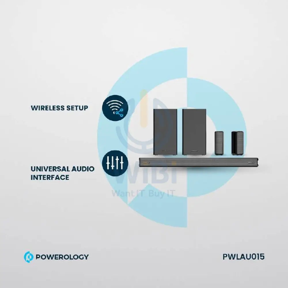 Powerology Dual Woofer Wireless Home Theater - 5.2.4CH / Bluetooth / Black Accessories > Audio > Speakers