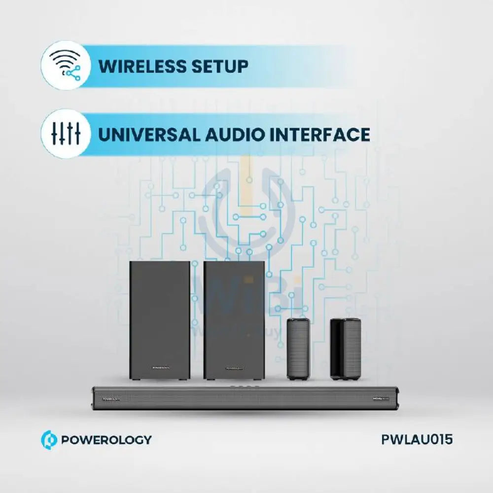 Powerology Dual Woofer Wireless Home Theater - 5.2.4CH / Bluetooth / Black Accessories > Audio > Speakers