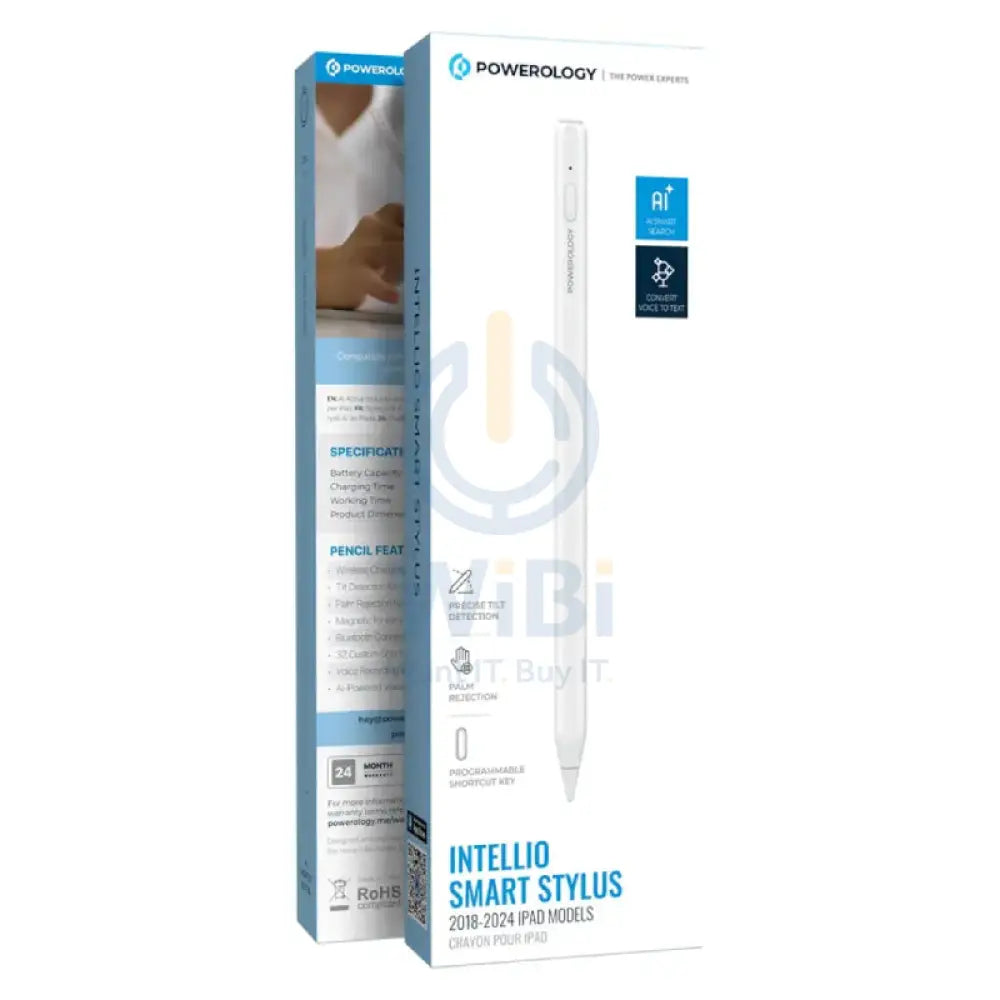 Powerology Intellio Smart Stylus For 2018-2024 iPad Models - White Accessories > Mobiles & Tablets > Tablets > Stylus &