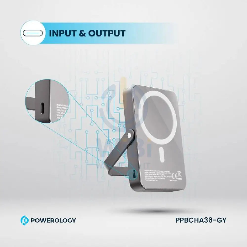 Powerology MagSafe Power Glass Surface Power Bank - 10000mAh / Type-C / Grey Accessories > Power Bank