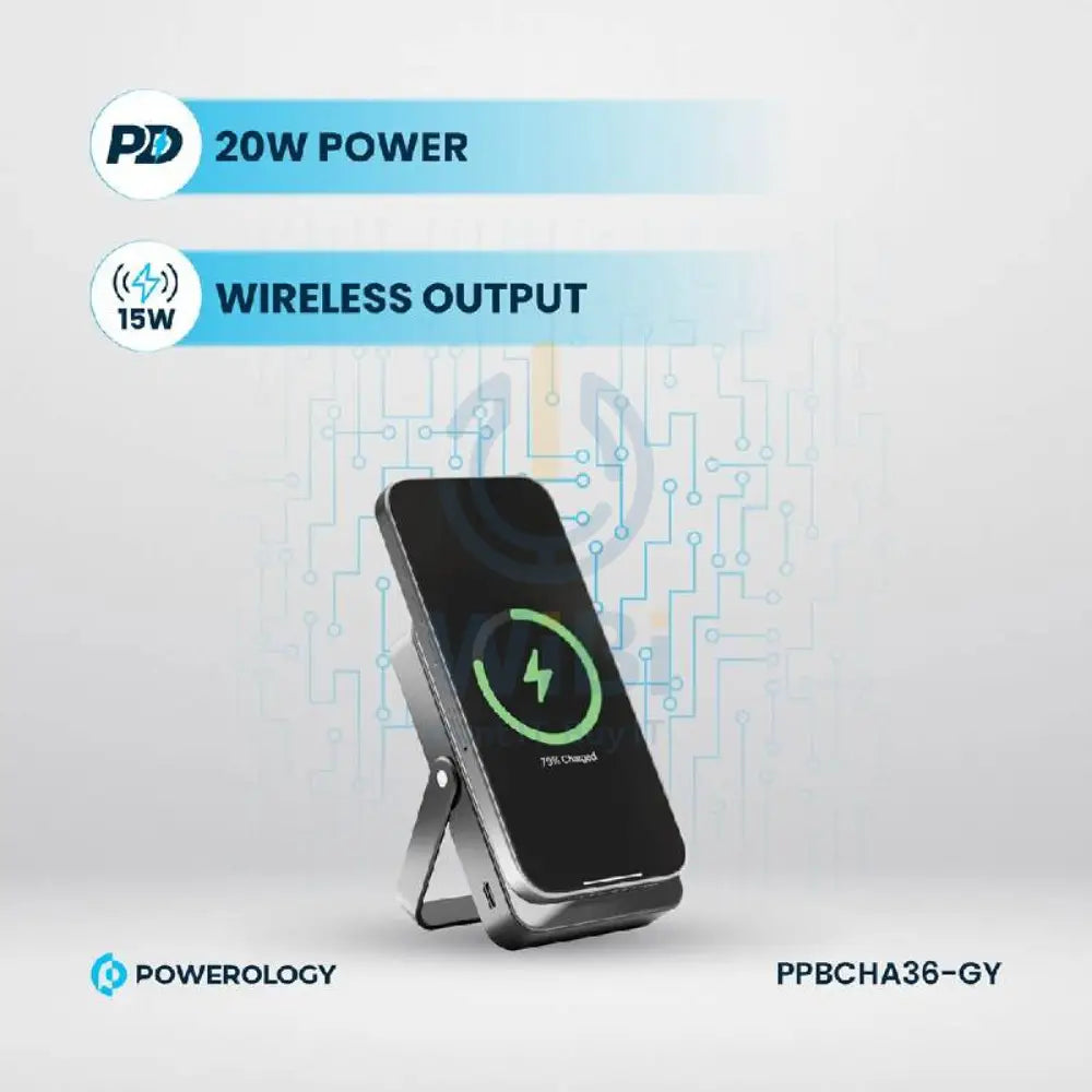 Powerology MagSafe Power Glass Surface Power Bank - 10000mAh / Type-C / Grey Accessories > Power Bank