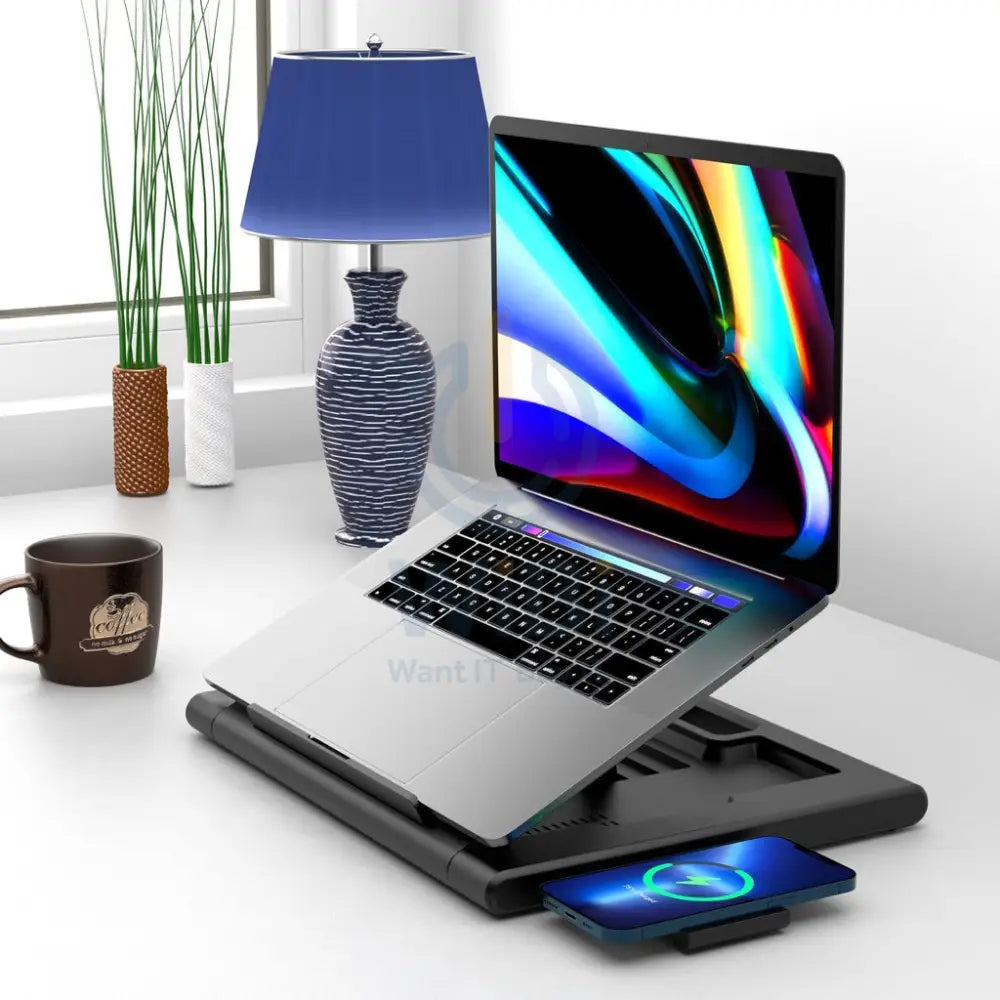 Powerology Multi-Functional Pro Hub Laptop Stand - Black Accessories > USB Hub