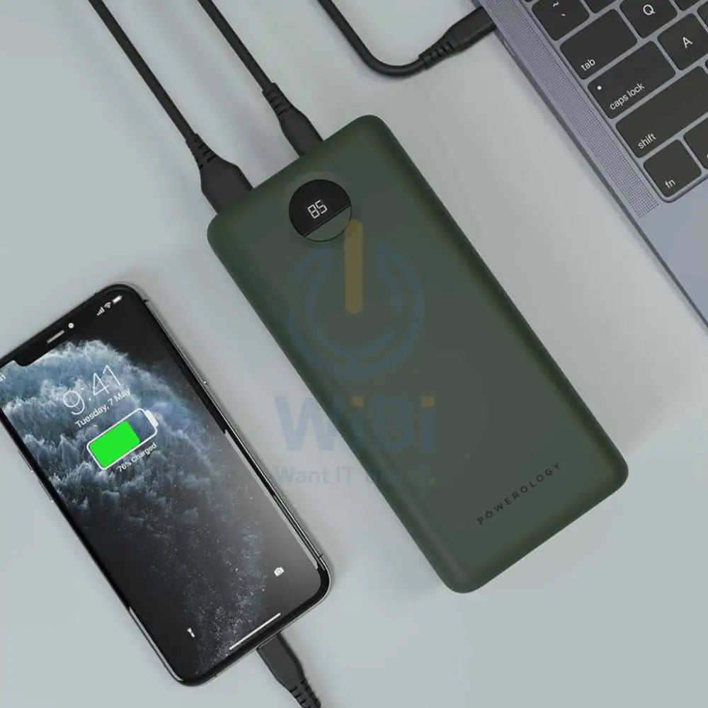 Powerology Portable Power Bank Fast Charging - 30000mAh / 45W / Green Accessories > Power Adapters