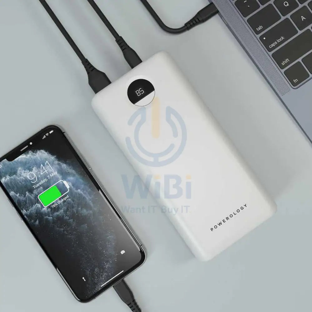 Powerology Portable Power Bank Fast Charging - 30000mAh / 45W / White Accessories > Power Adapters