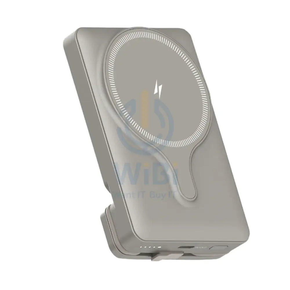 Powerology Power Bank With Magnetic Wireless Charger Car Mount - 5000mAh / USB / Type-C - Titanium Accessories > Power
