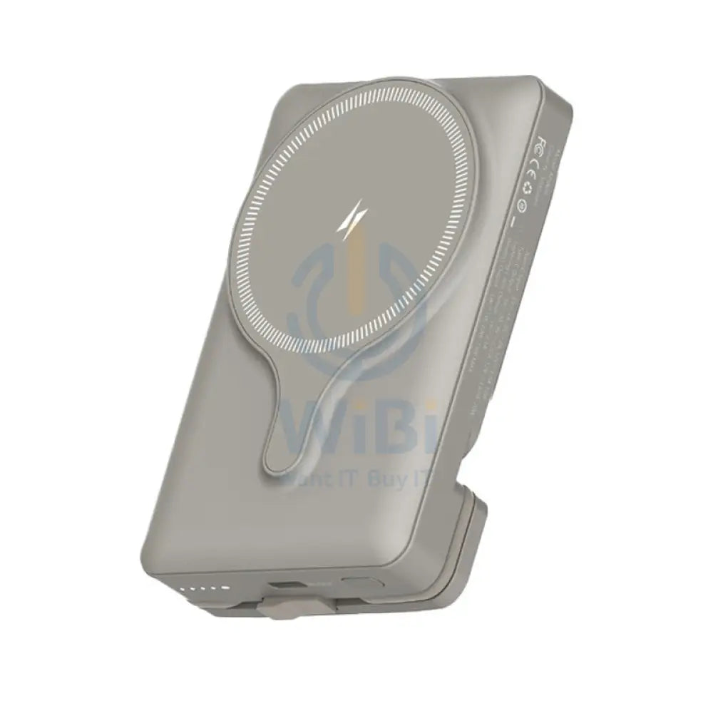 Powerology Power Bank With Magnetic Wireless Charger Car Mount - 5000mAh / USB / Type-C - Titanium Accessories > Power