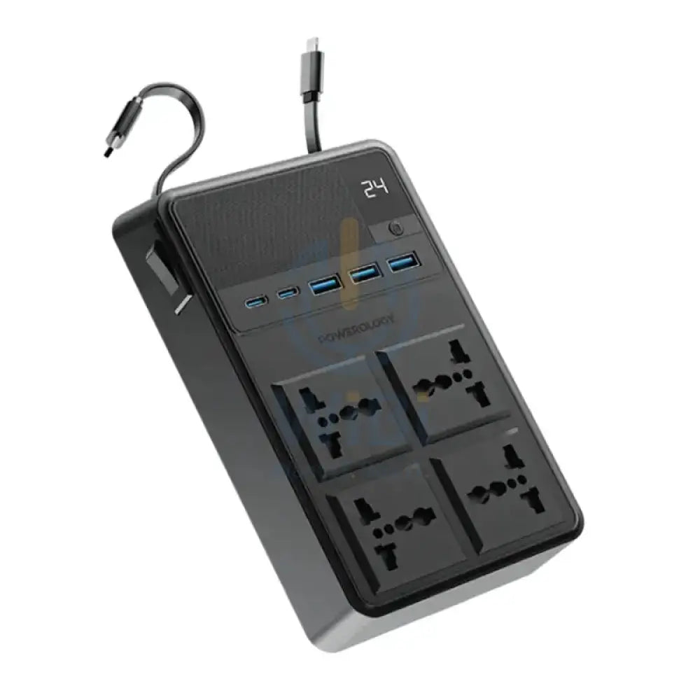 Powerology Power Strip with Built-In Retractable Cables - 2500W / 4AC / USB / USB-C / Black Accessories > Power > Power