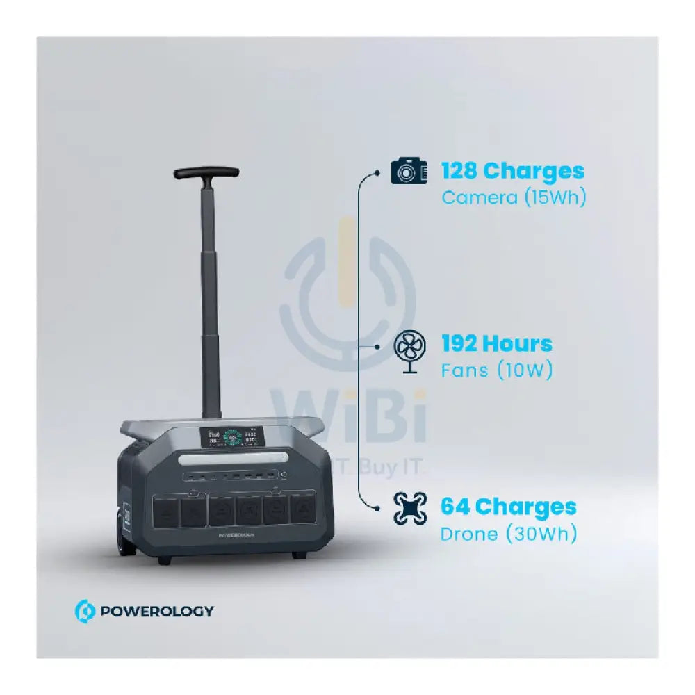 Powerology Solar Input Portable Generator - 600000mAh / Black Accessories > Outdoor & Travel