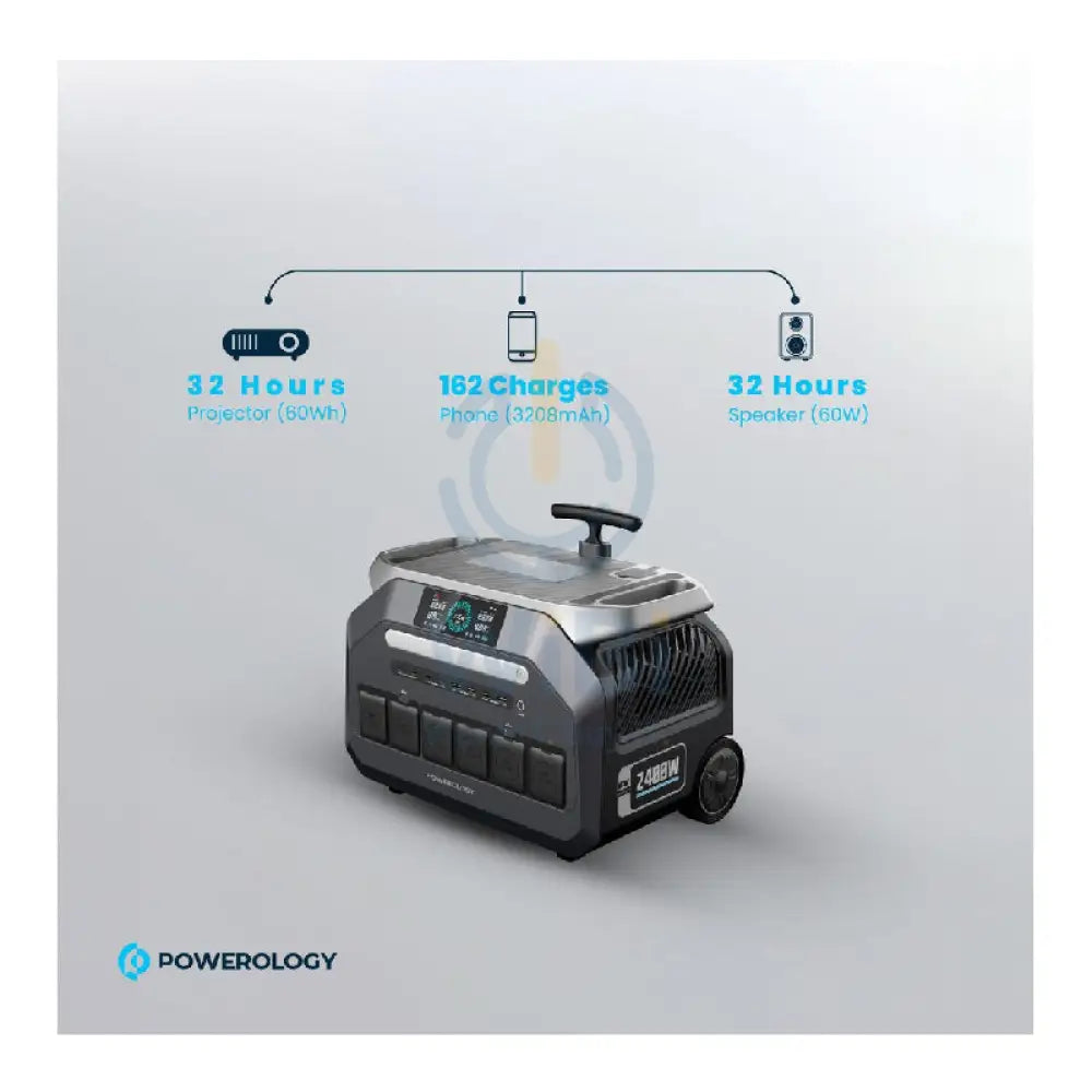 Powerology Solar Input Portable Generator - 600000mAh / Black Accessories > Outdoor & Travel