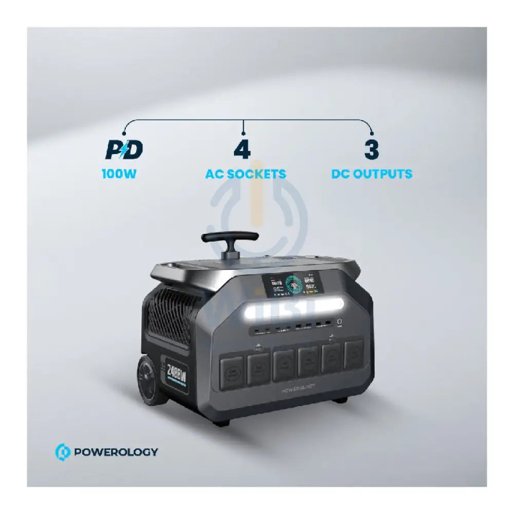 Powerology Solar Input Portable Generator - 600000mAh / Black Accessories > Outdoor & Travel