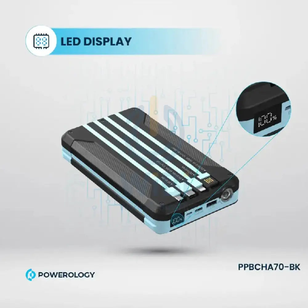 Powerology Solar Multi-Cable Power Bank - 16000mAh / Black Accessories > Power Bank