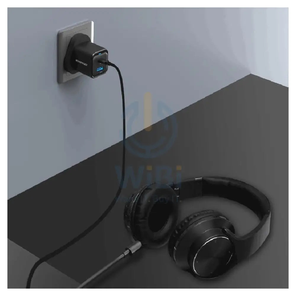 Powerology Super Compact Quick Charger With Cable - 35W / 1.2 Meter / Black Accessories > Power Adapters