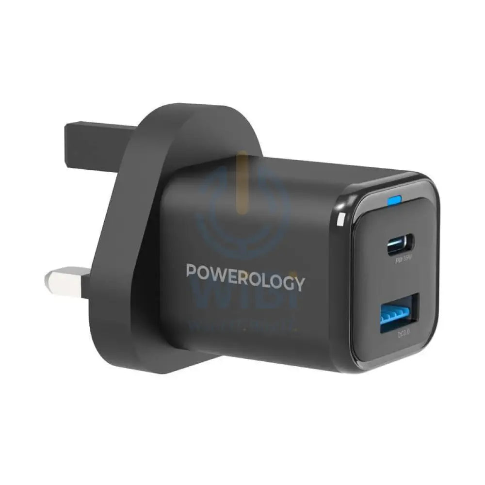 Powerology UK GaN Charger - 35W / USB-C / USB-A / Black Accessories > Power Adapters