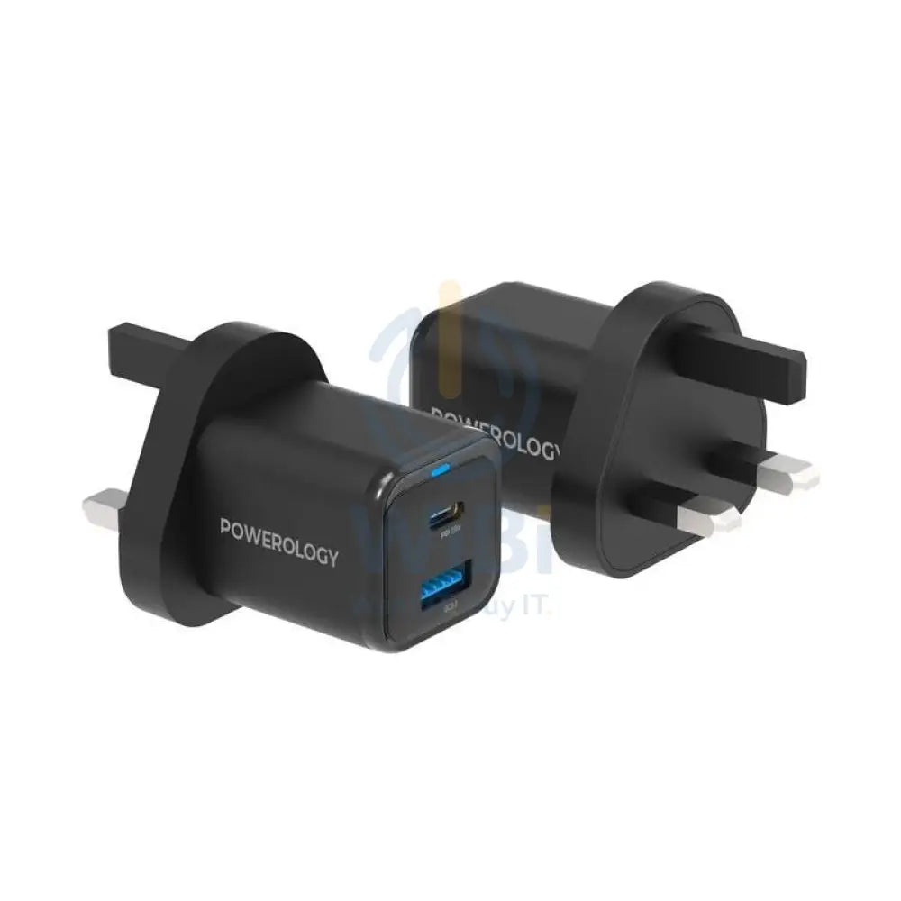 Powerology UK GaN Charger - 35W / USB-C / USB-A / Black Accessories > Power Adapters