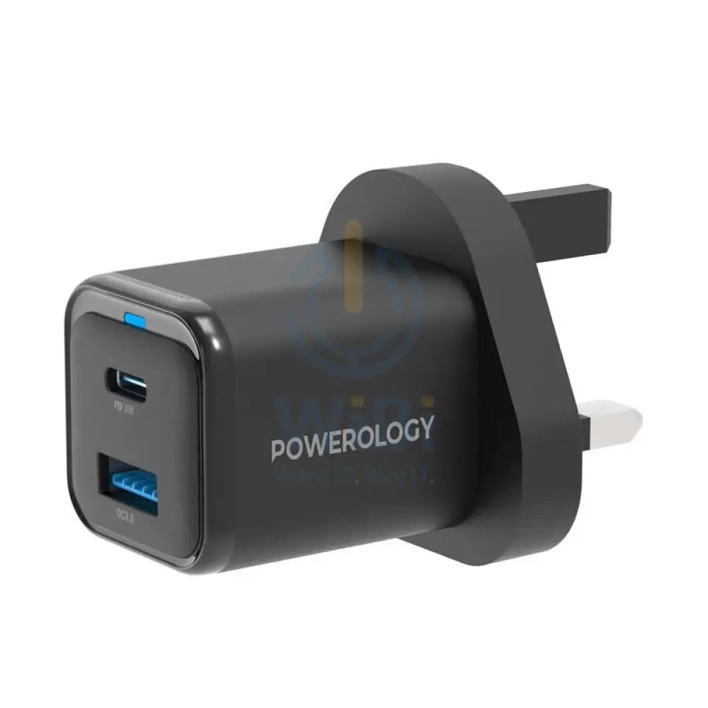 Powerology UK GaN Charger - 35W / USB-C / USB-A / Black Accessories > Power Adapters