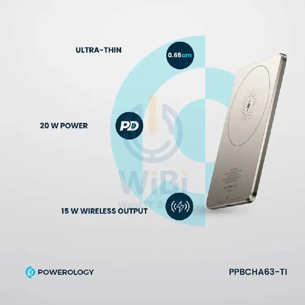 Powerology Ultra-Thin MagSafe Power Bank - 5000mAh / Type-C / Titanium Accessories > Power Bank