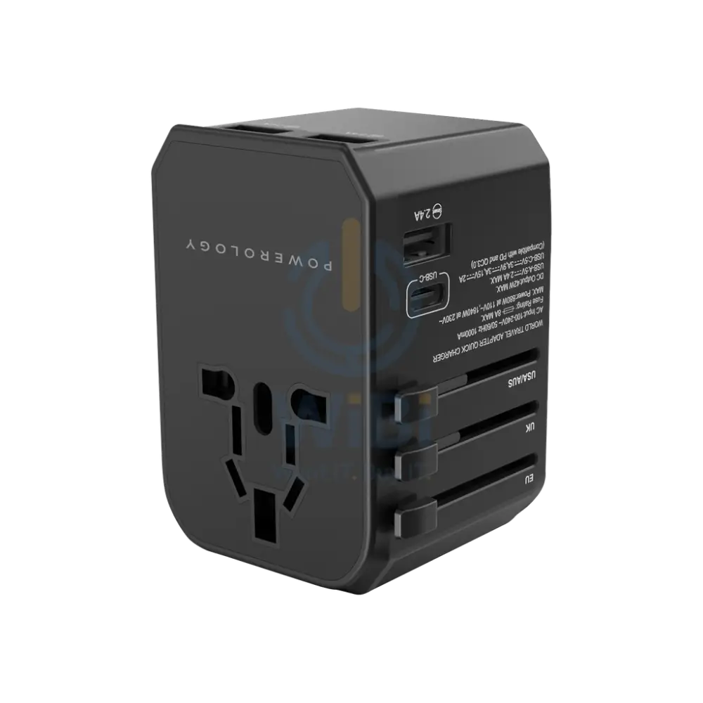 Powerology Universal Charger With TriPle USB-A Ports - Black Accessories > Power Adapters