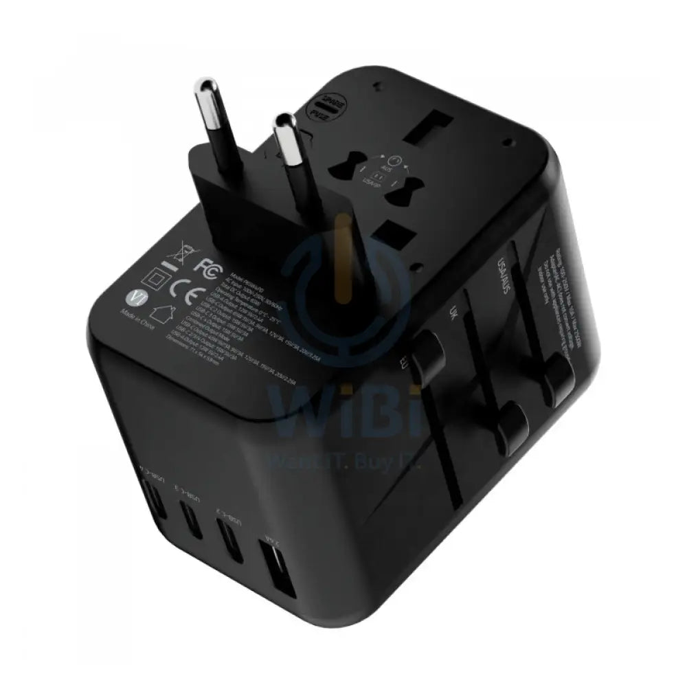 Powerology Universal Multi-Port Travel Adapter - 65W / Grey Accessories > Power Adapters