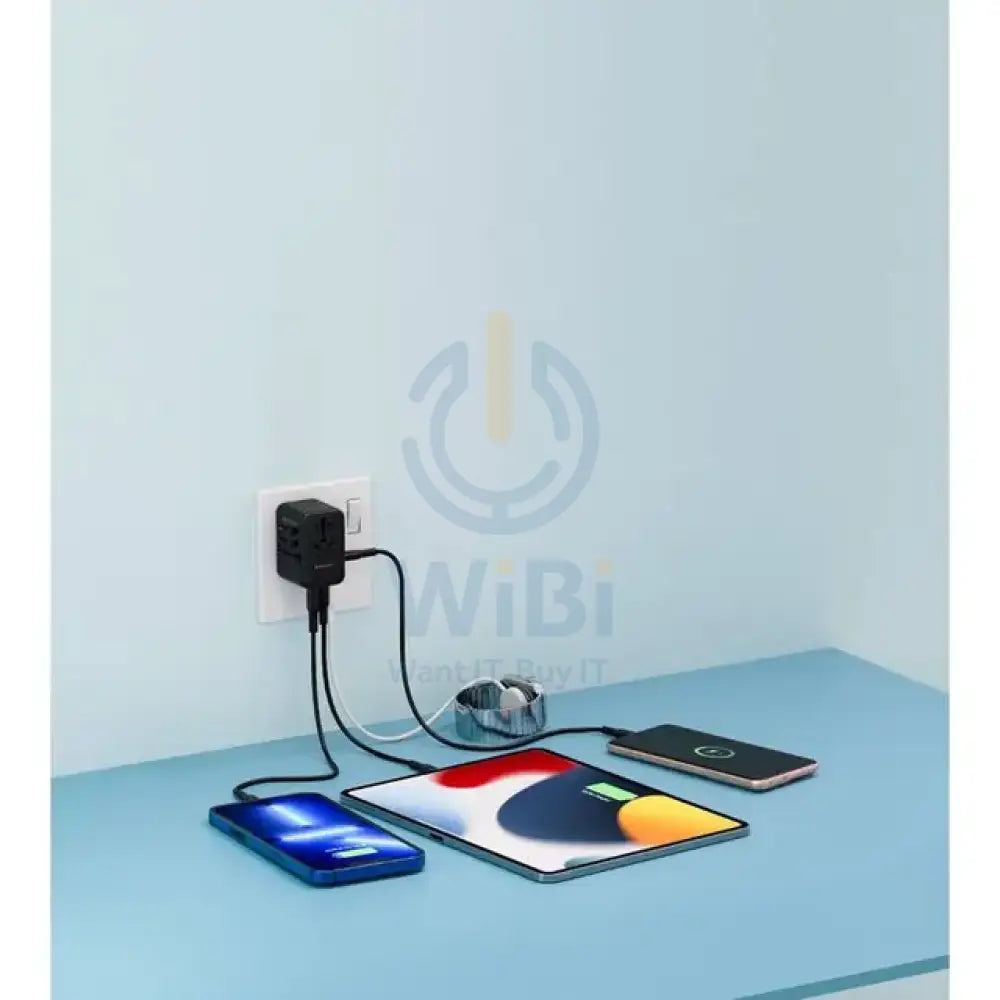 Powerology Universal Multi-Port Travel Adapter - 65W / Grey Accessories > Power Adapters