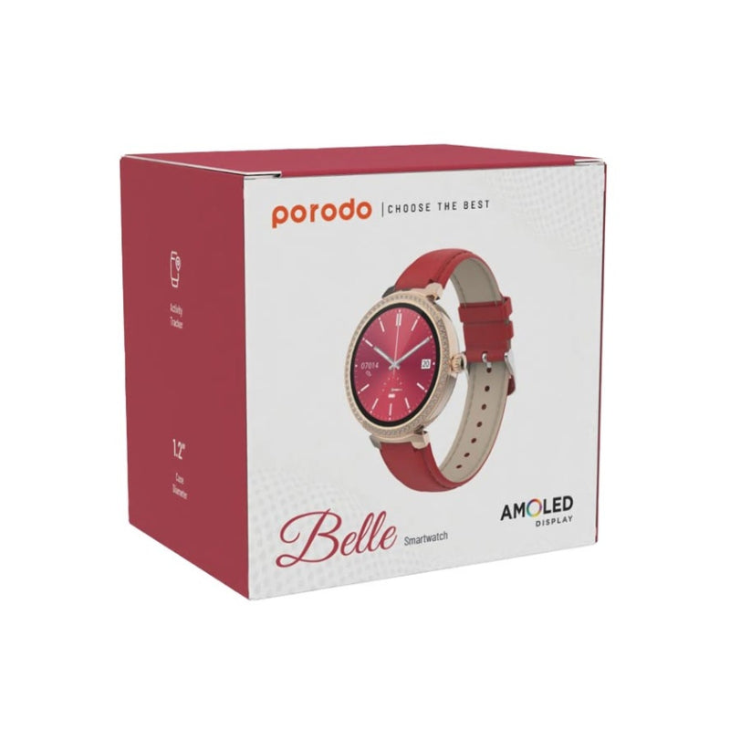 Porodo Belle Smart Watch - 1.19’’ AMOLED / Bluetooth / Red Smart Watches
