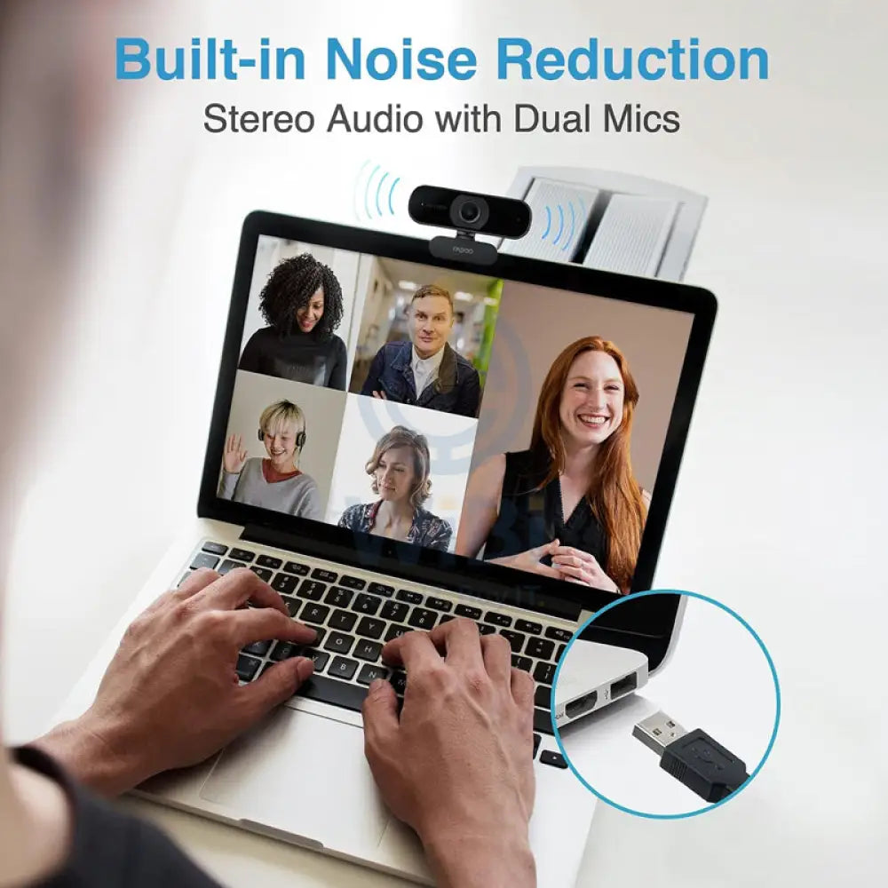 Rapoo C260 Webcam with Noise Cancellation Mic - 1080p FHD / USB - Black Cameras > Webcam