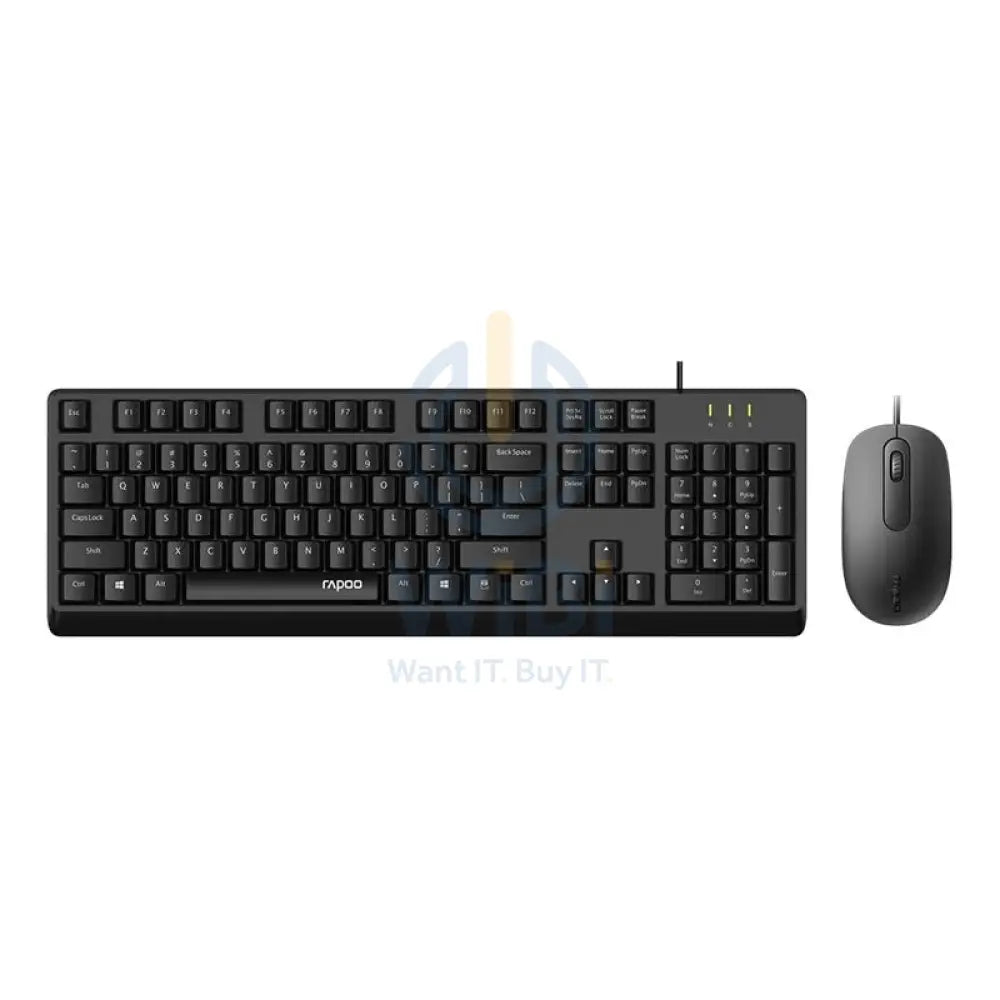 Rapoo X130 PRO Wired Keyboard And Mouse Combo - 1.5m / 104 Keys / 1600 DPI / USB / Arabic/English - Black Accessories >