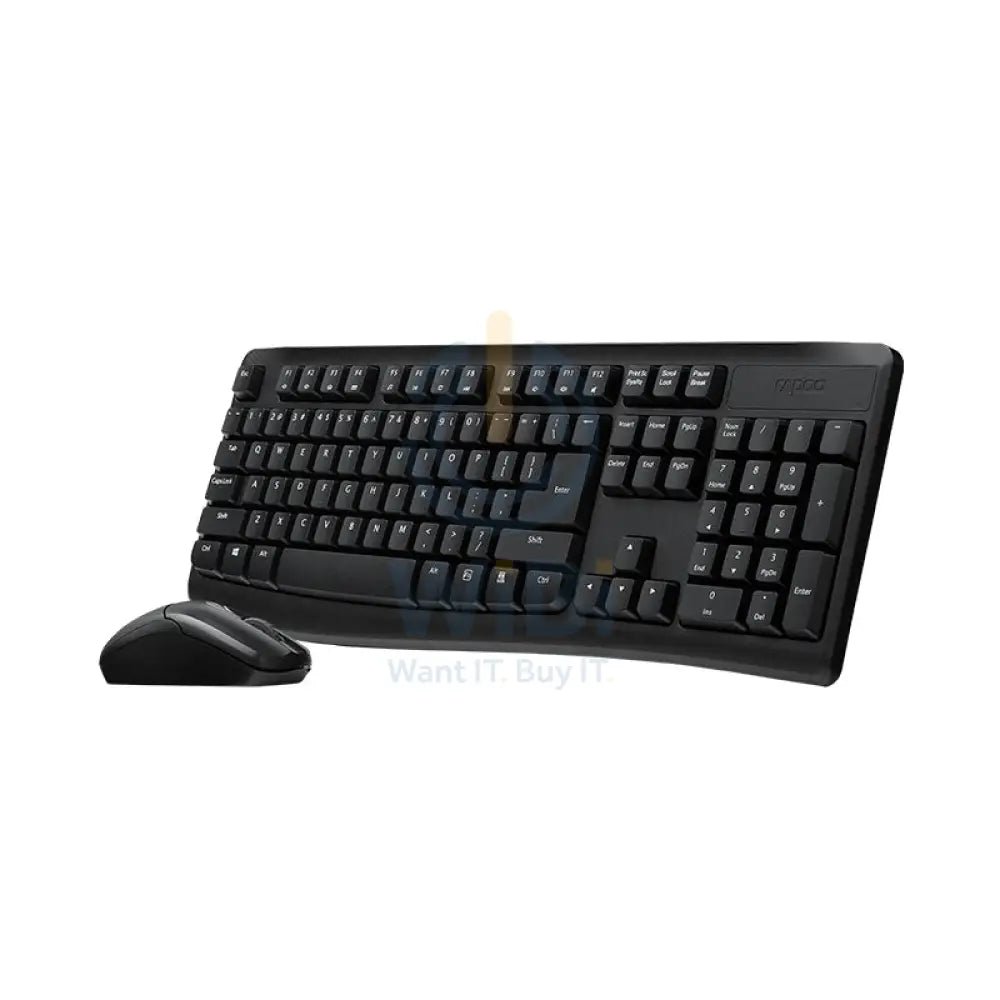 Rapoo X1800Pro Wireless Optical Mouse & Keyboard AR - 2.4 GHz / 10m / 1000 DPI / USB / Arabic/English - Black