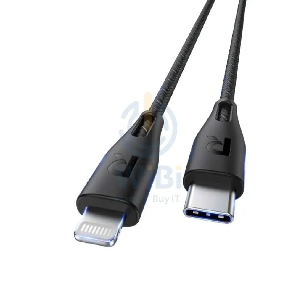 RAVPower Nylon Braided Type-C to Lightning Charging Cable - 0.3 Meter / Black Accessories > Cables & Converters >
