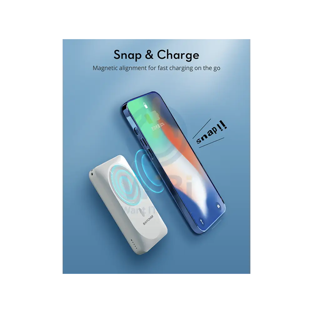 RavPower PD 20W 10000 mAh Magnetic Wireless Power Bank - White Accessories > Power Adapters