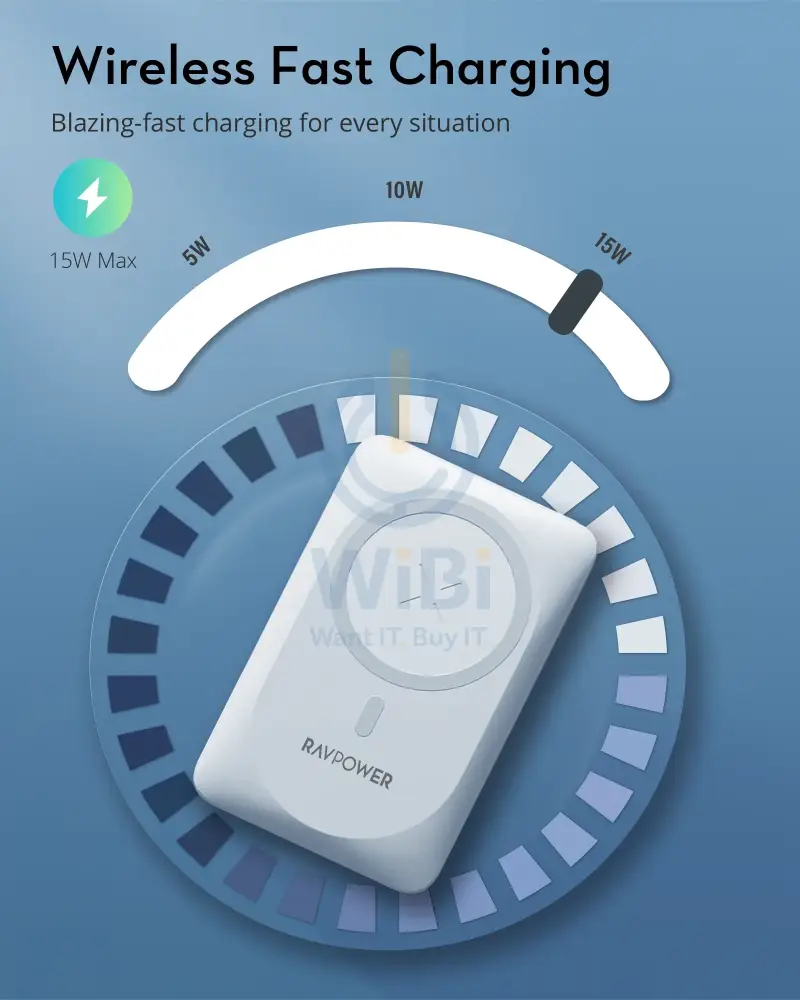 Ravpower RP-PB1212 10000mAh Magnetic Wireless Powerbank - White Accessories > Power Bank