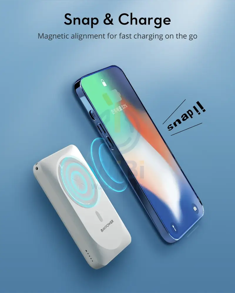 Ravpower RP-PB1212 10000mAh Magnetic Wireless Powerbank - White Accessories > Power Bank