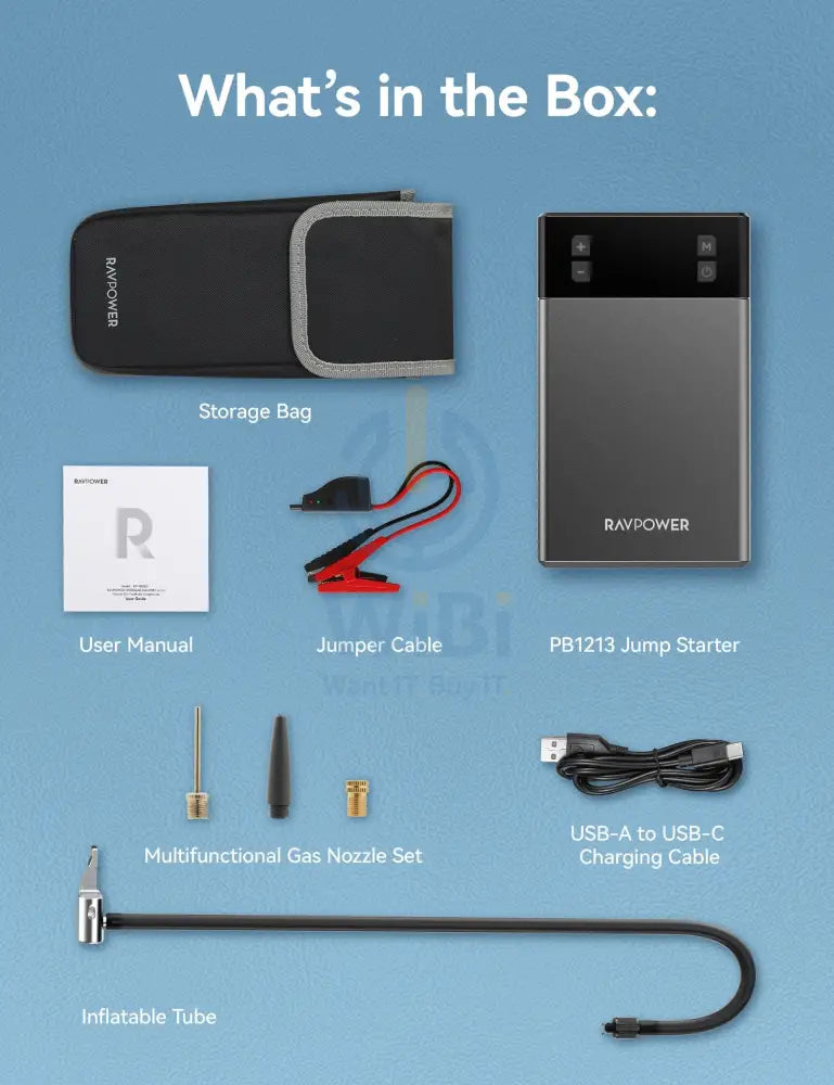 RAVPower RP-PB1213 12000mAh Jump Starter with Air Compressor Accessories > Other Accessories